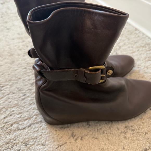 Stuart Weitzman size 8 mint near new condition chocolate brown platform booties - Picture 4 of 13